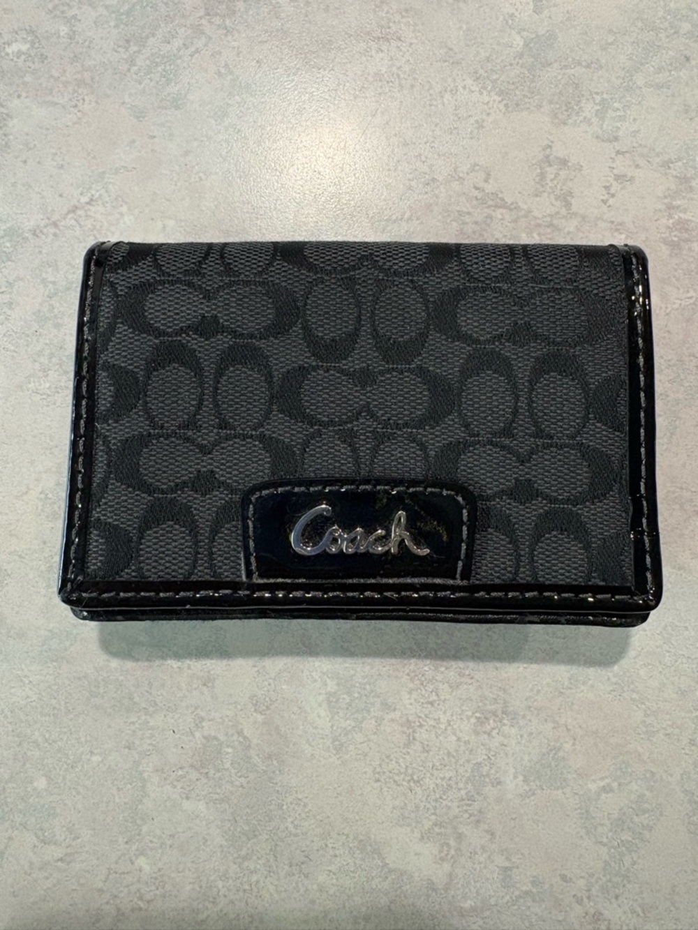 Coach Black Signature Card Holder with tiny C’s